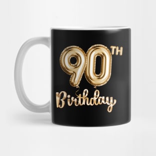 90th Birthday Gifts - Party Balloons Gold Mug